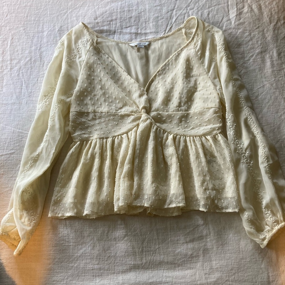 American Eagle Outfitters Cream Blouse